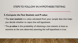 master hypothesis testing: practical examples and... Hypothesis testing.pptx)_a lecture to master's students | PPTX
