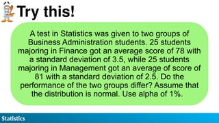 Hypothesis Testing Grade 11 - Statistics and Probability | PPTX