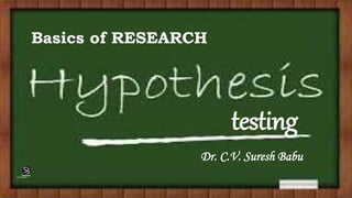 Basics of RESEARCH
Dr. C.V. Suresh Babu
(CentreforKnowledgeTransfer)
institute
testing
 