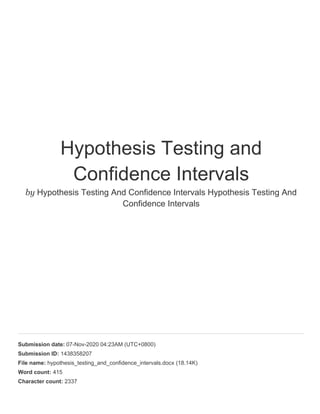 Hypothesis testing and confidence intervals | PDF