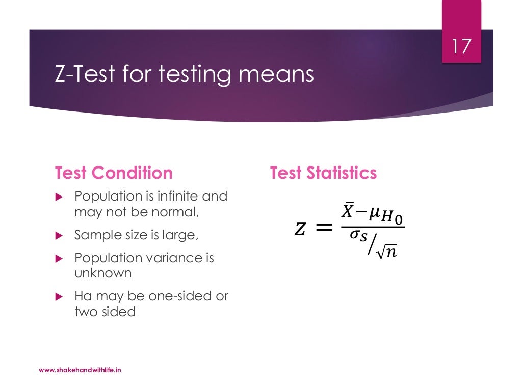 Hypothesis testing; z test, ttest. ftest