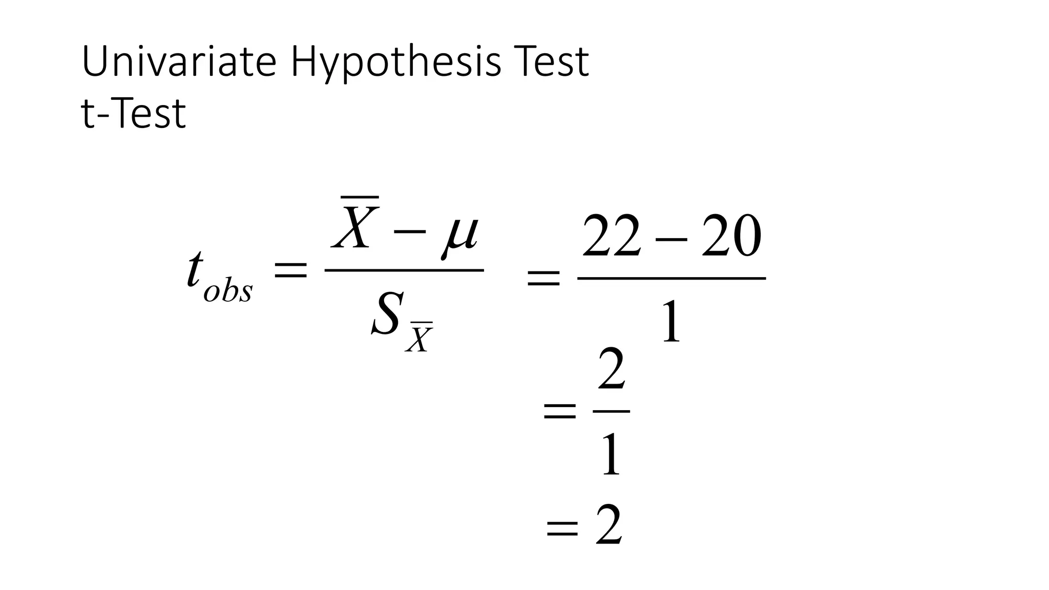 X
obs
S
X
t


1
2022 

1
2

2
Univariate Hypothesis Test
t-Test
 