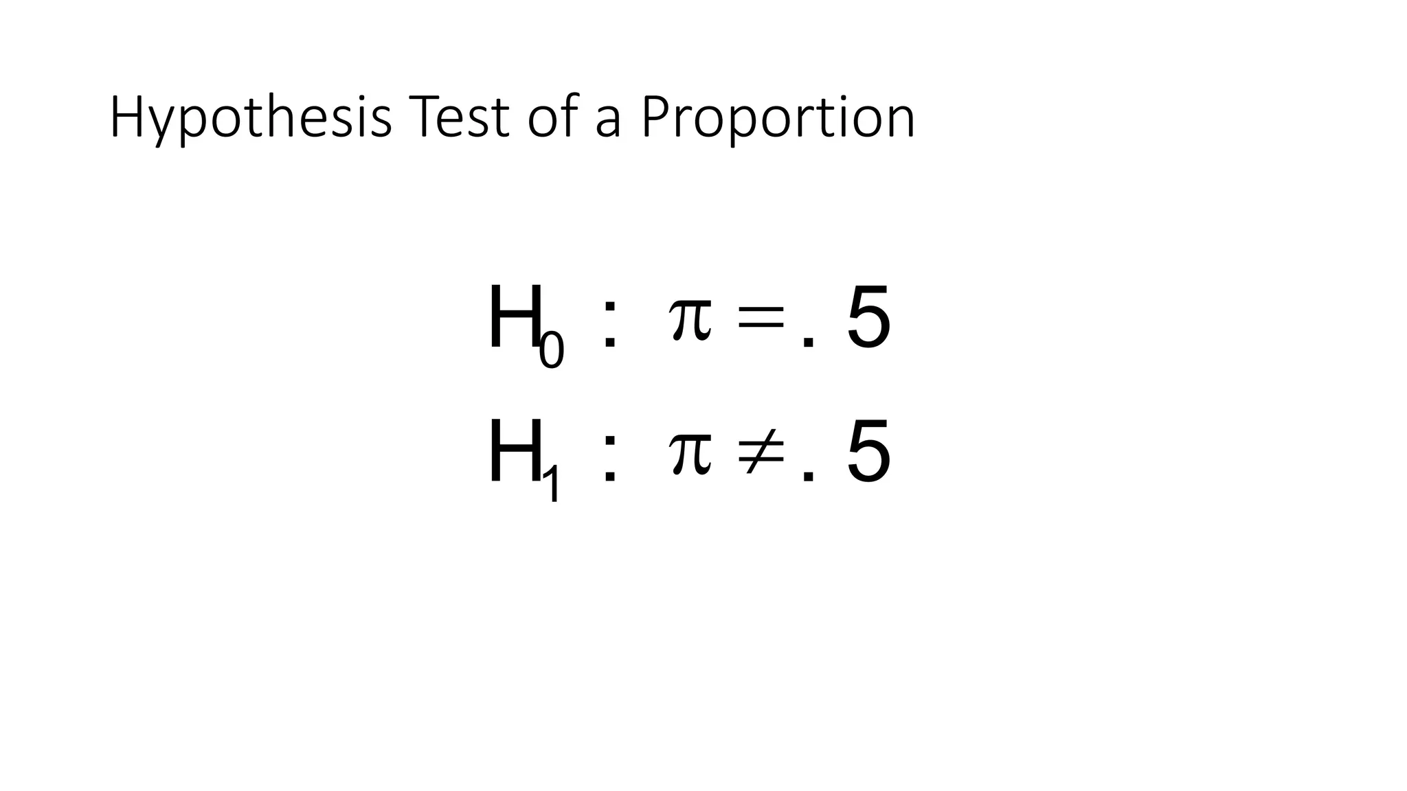 5.:H
5.:H
1
0
p
p
Hypothesis Test of a Proportion
 