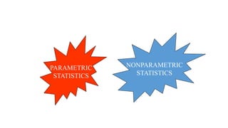 PARAMETRIC
STATISTICS
NONPARAMETRIC
STATISTICS
 