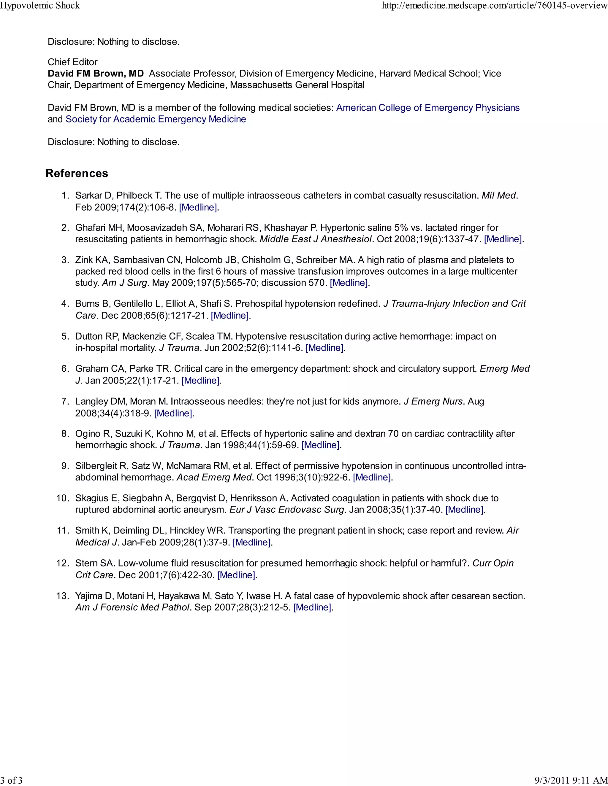 Hypovolemic shock | PDF