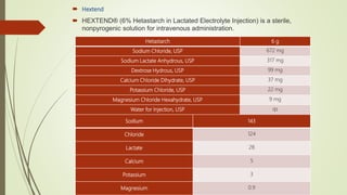 Hetastarch Injection Hypovolemic shock | PPTX