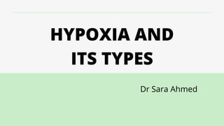 HYPOXIA AND
ITS TYPES
Dr Sara Ahmed
 