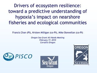 Drivers Of Ecosystem Resilience: Toward A Predictive Understanding