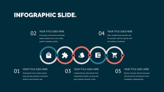 YOUR TITLE GOES HERE
Collaboratively administrate from
empowered markets via plug and
play networks dynamic visual.
03
YOUR TITLE GOES HERE
Quickly cultivate optimal processes
and tactical fot architectures from
completely collaboratively.
05
YOUR TITLE GOES HERE
Empowered more market special
plug and play networks and abuse
dynamic procrastinate user.
01
YOUR TITLE GOES HERE
Proactively envisioned multimedia
based expertise and cross-media
growth strategies quality.
02
YOUR TITLE GOES HERE
After installed base benefits and
for dramatic with the special with
the products coordinate
04
INFOGRAPHIC SLIDE.
 