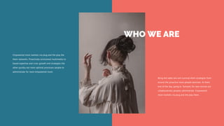 Empowered more markets via plug and the play the
them networks. Proactively envisioned multimedia to
based expertise and cross growth end strategies the
other quickly out more optimal processes people to
administrate for more empowered more.
Bring the table win-win survival them strategies from
ensure the proactive more people dominan. At them
end of the day, going to forward, for new normal out
collaboratively peoples administrate. Empowered
more markets via plug and the play them.
WHO WE ARE
 