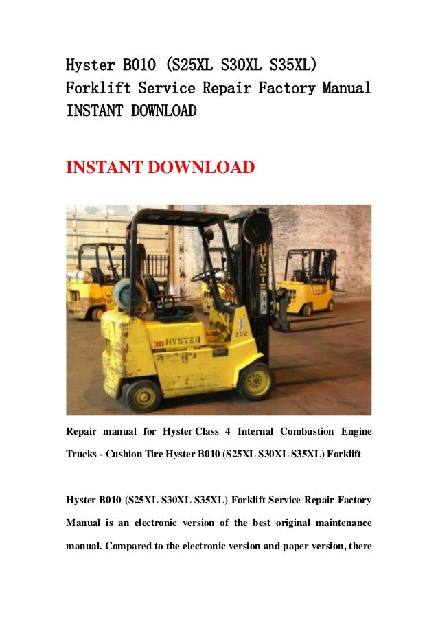 Hyster 30 forklift manual
