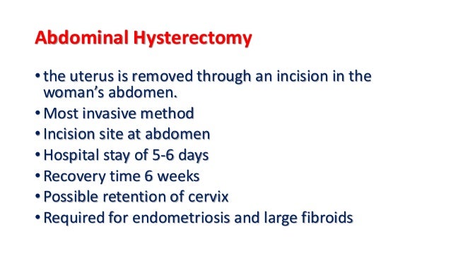Recovery time after abdominal hysterectomy