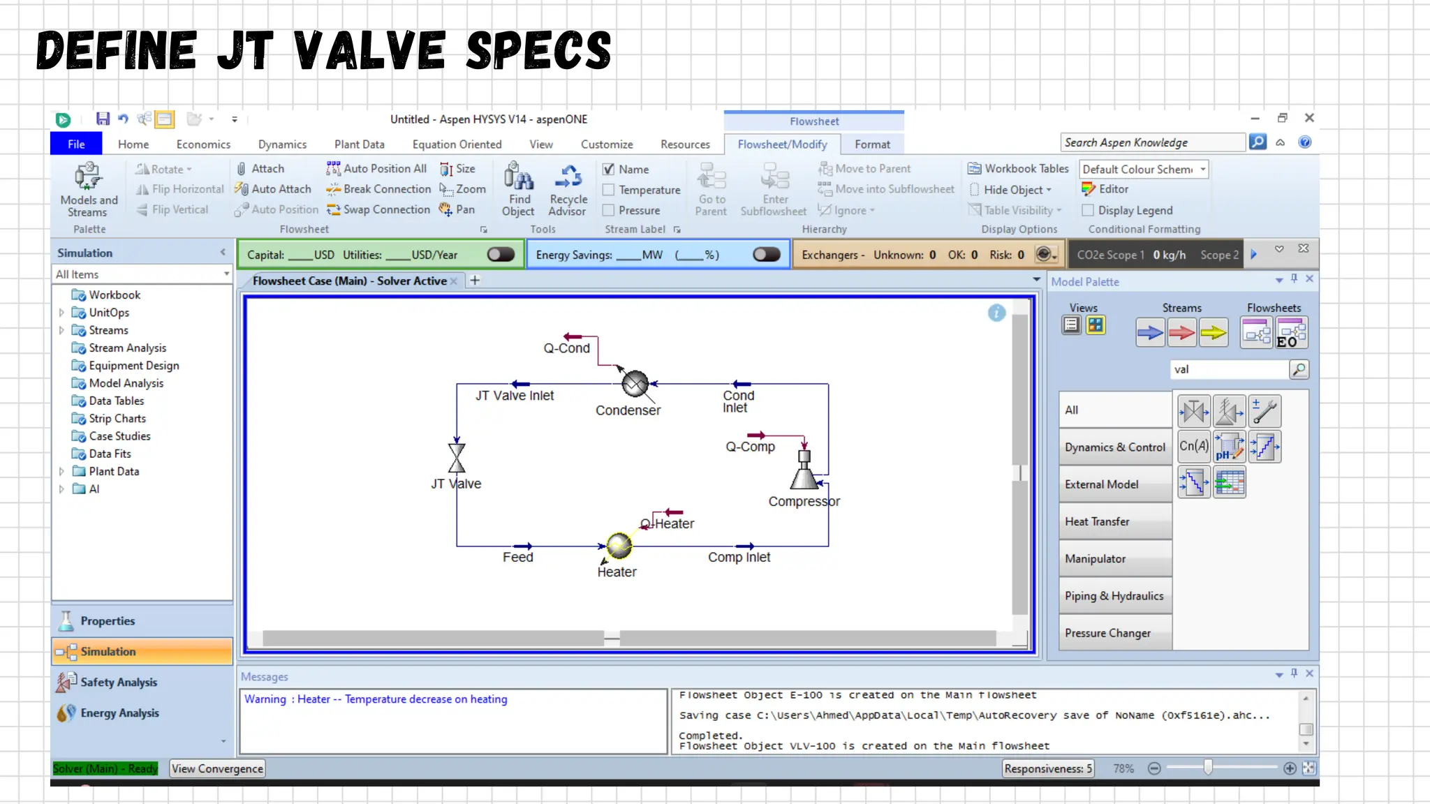Define JT valve Specs