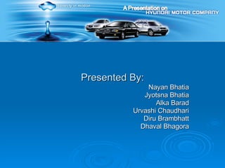 Presented By: Nayan Bhatia Jyotsna Bhatia Alka Barad Urvashi Chaudhari Diru Brambhatt Dhaval Bhagora 