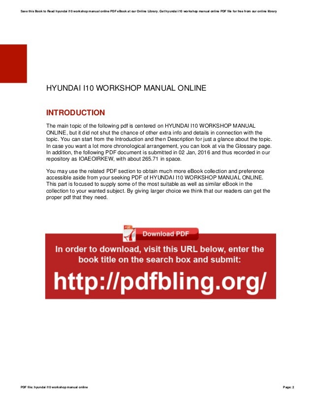 Hyundai i10 workshop manual online