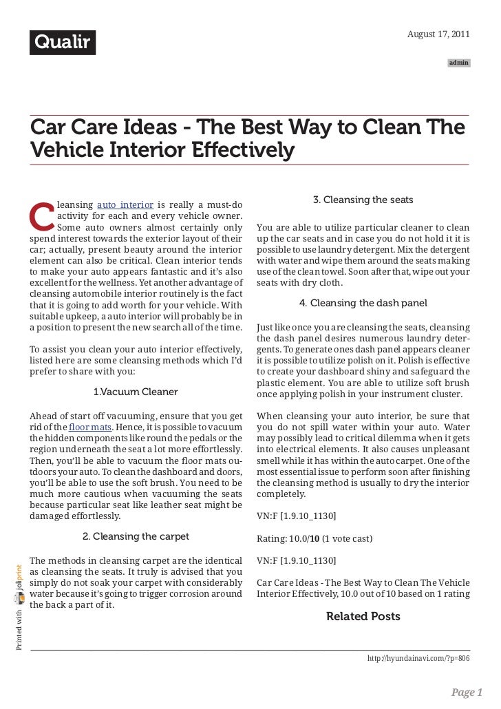 Car Care Ideas The Best Way To Clean The Vehicle Interior