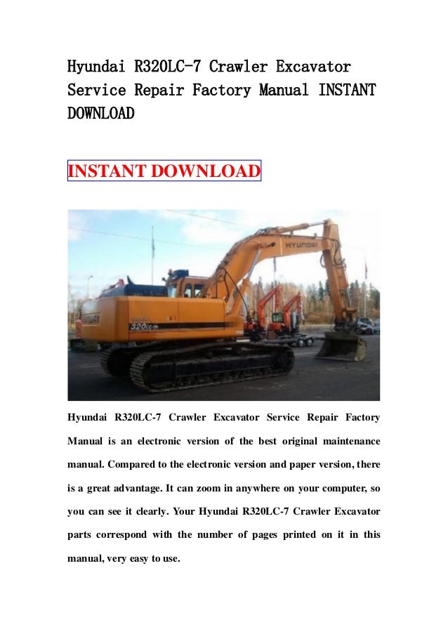 Hyundai r320 lc 7 crawler excavator service repair factory manual ins…