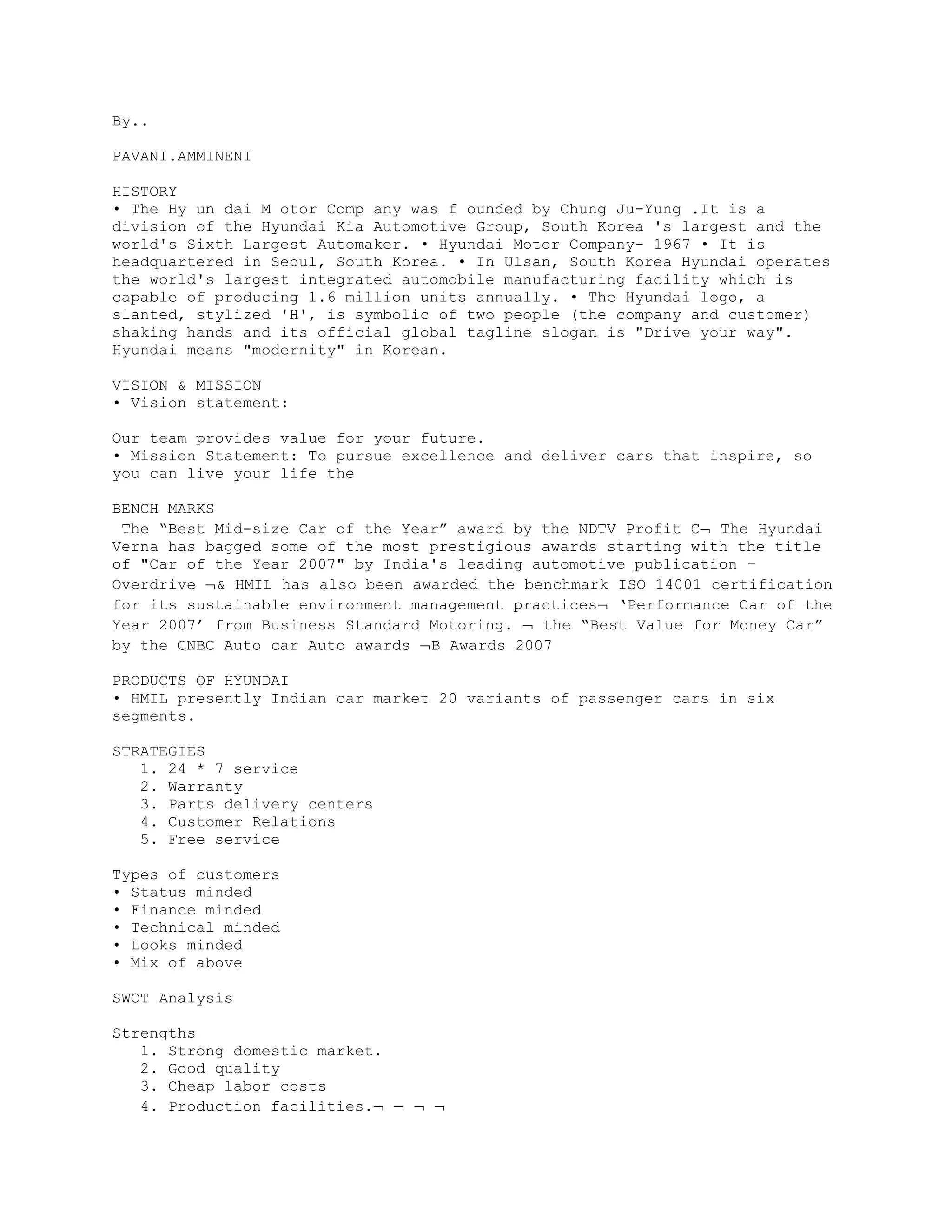Hyundai Swot | PDF 