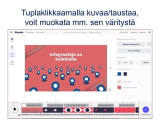 Tuplaklikkaamalla kuvaa/taustaa,
voit muokata mm. sen väritystä
 