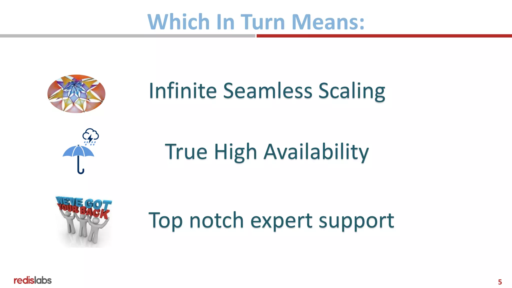 5
Which In Turn Means:
Infinite Seamless Scaling
True High Availability
Top notch expert support
 