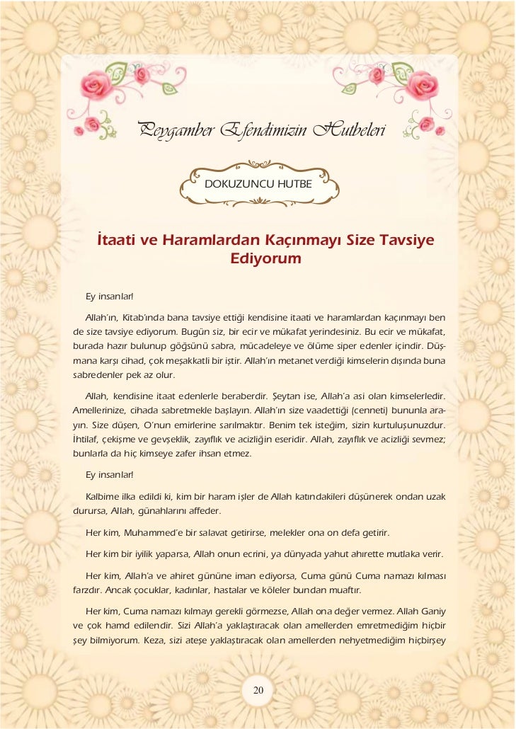 Hz Peygamber Hutbeleri Kitapcik