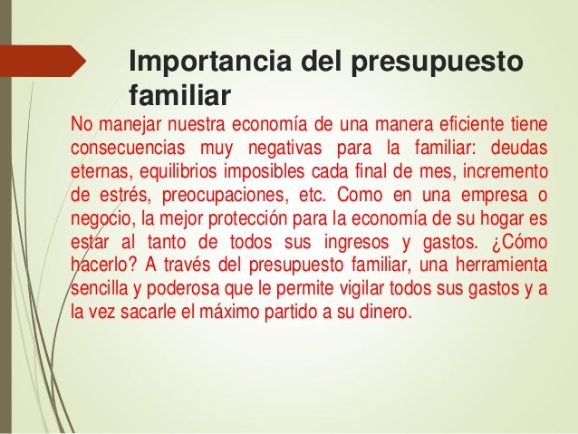 presupuestos financieros presupuesto familiar ejemplo