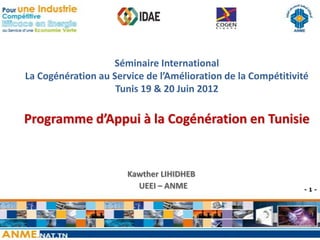 ANME_Programme d'appui à la cogénération en Tunisie 