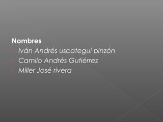 Nombres
 Iván Andrés uscategui pinzón
 Camilo Andrés Gutiérrez
 Miller José rivera
 