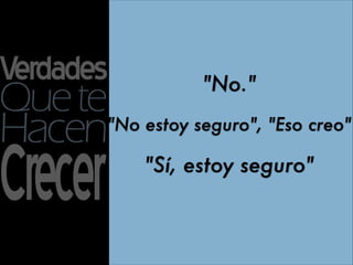 "No."
"No estoy seguro", "Eso creo"

    "Sí, estoy seguro"
 