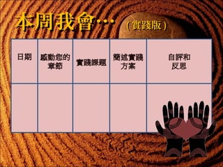 本周我會…

( 實踐版 )

 