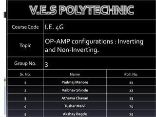 OP-AMP CONFIGURATIONS :
INVERTING AND NON-INVERTING.

- Atharva Chavan

 