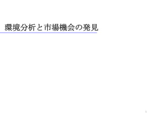 環境分析と市場機会の発見
1
 