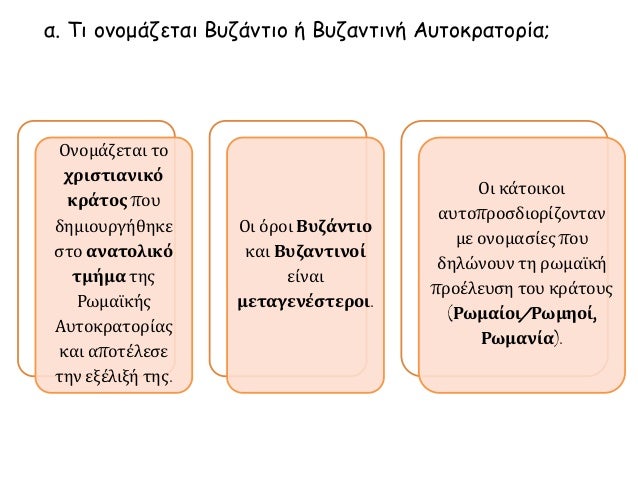 Î±. Î¤Î¹ Î¿Î½Î¿Î¼Î¬Î¶ÎµÏ„Î±Î¹ Î’Ï…Î¶Î¬Î½Ï„Î¹Î¿ Î® Î’Ï…Î¶Î±Î½Ï„Î¹Î½Î® Î‘Ï…Ï„Î¿ÎºÏÎ±Ï„Î¿ÏÎ¯Î±; 
ÎŸÎ½Î¿Î¼Î¬Î¶ÎµÏ„Î±Î¹ Ï„Î¿ 
Ï‡ÏÎ¹ÏƒÏ„Î¹Î±Î½Î¹ÎºÏŒ 
ÎºÏÎ¬Ï„Î¿Ï‚ Ï€Î¿Ï… 
Î´Î·Î¼Î¹Î¿Ï…ÏÎ³Î®Î¸Î·ÎºÎµ 
ÏƒÏ„Î¿ Î±Î½Î±Ï„Î¿Î»Î¹ÎºÏŒ ...