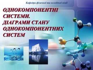 Кафедра фізичної та колоїдної хімії 
ООДДННООККООММППООННЕЕННТТННІІ 
ССИИССТТЕЕММИИ.. 
ДДІІААГГРРААММИИ ССТТААННУУ 
ООДДННООККООММППООННЕЕННТТННИИХХ 
ССИИССТТЕЕММ 
 