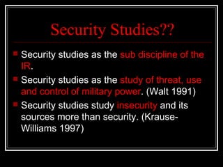 strategic studies and international relations | PPT