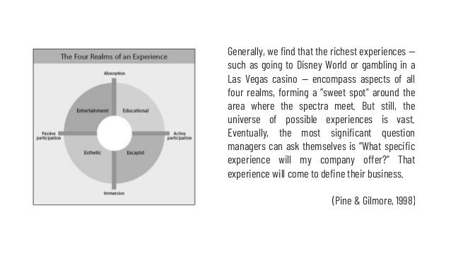 Generally, we find that the richest experiences —
such as going to Disney World or gambling in a
Las Vegas casino — encomp...