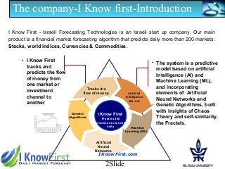 2Slide
IKnowFirst.com
I Know First - Israeli Forecasting Technologies is an Israeli start up company. Our main
product is ...