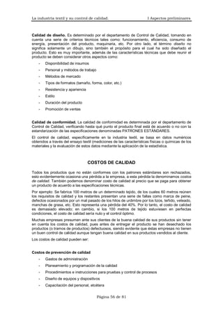 I. la industria textil y su control de calidad | PDF
