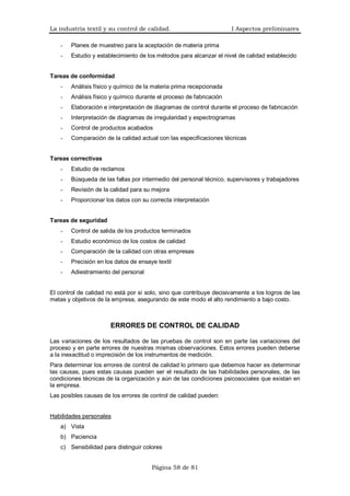 I. la industria textil y su control de calidad | PDF