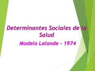 Determinantes Sociales de la
Salud
Modelo Lalonde - 1974
 