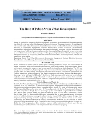 The Role of Public Art in Urban Development (www.kiu.ac.ug) | PDF