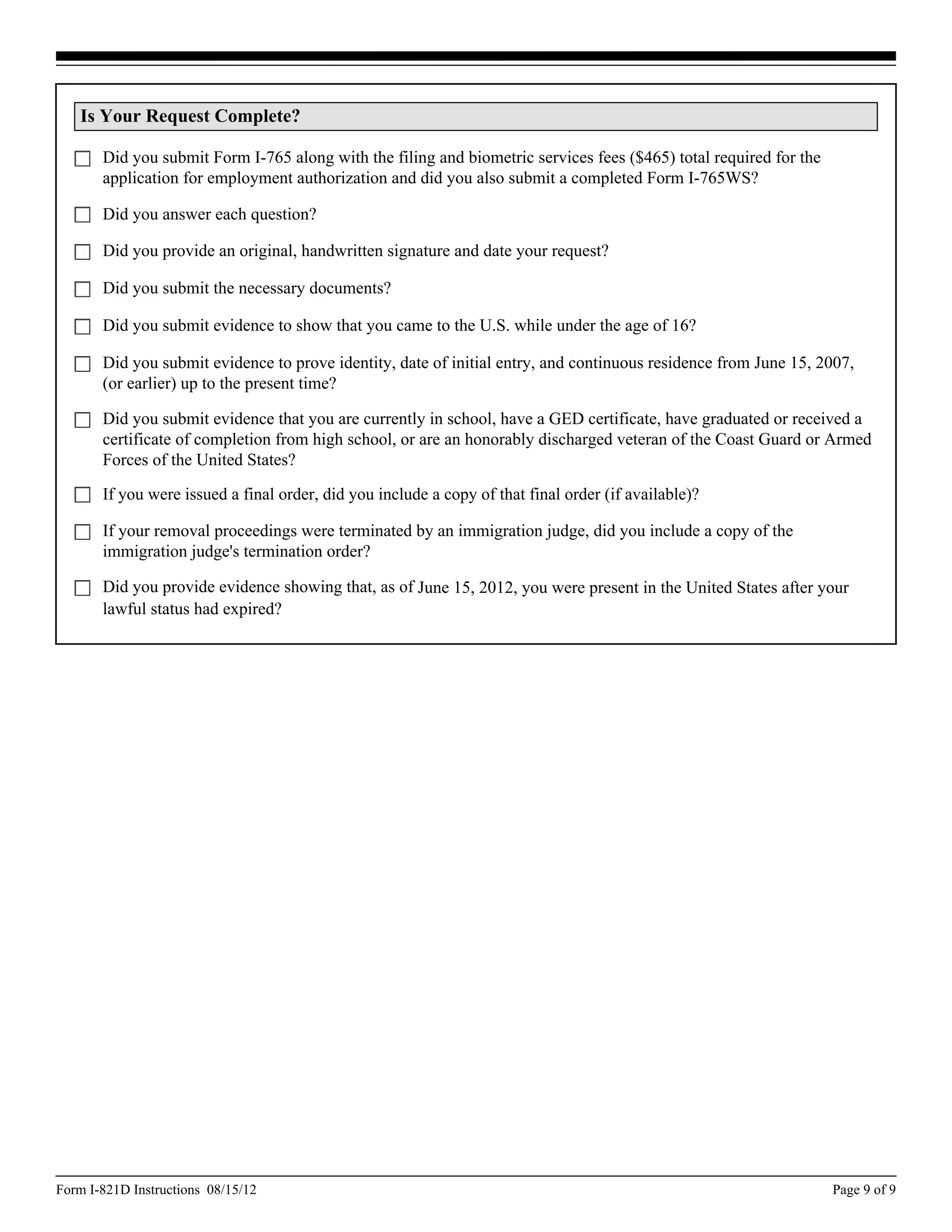 Instructions, Form I-821D, Consideration of Deferred Action for ...