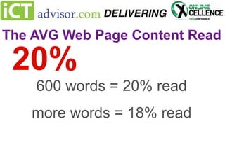 The AVG Web Page Content Read

20%
600 words = 20% read

more words = 18% read

 
