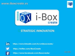 STRATEGIC INNOVATION
https://www.linkedin.com/in/cmiboxcreate/
https://twitter.com/IBoxCreate
https://www.facebook.com/iboxcreate/
 