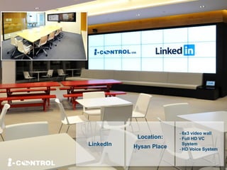 Location:
Hysan PlaceLinkedIn
- 6x3 video wall
- Full HD VC
System
- HD Voice System
 