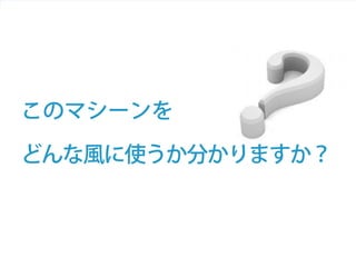 Copyright  ©  2014  Zig  Inc.  All  rights  reserved.
このマシーンを
どんな風に使うか分かりますか？
 