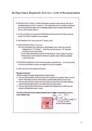 30
Ho-Ping Chinese Hospital Dr. Ah-Li Lee - Letter of Recommendation
 