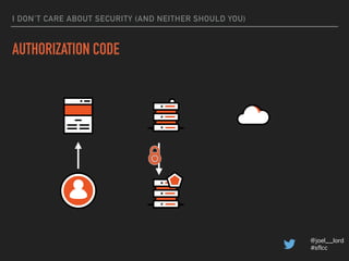 @joel__lord
#sflcc
I DON’T CARE ABOUT SECURITY (AND NEITHER SHOULD YOU)
AUTHORIZATION CODE
 