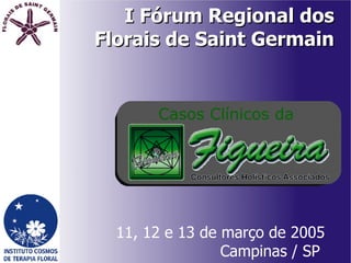 I Fórum Regional dos Florais de Saint Germain 11, 12 e 13 de março de 2005 Campinas / SP  Casos Clínicos da   