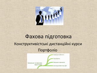 Фахова підготовка
Конструктивістські дистанційні курси
Портфоліо
 